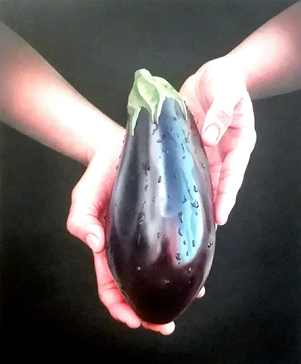 ‘Mis manos. Mi vida’. Colección de pintura de hortalizas. Berenjena.