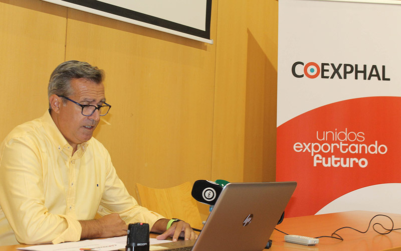 Luis Miguel Fernández, gerente de Coexphal, presenta el balance de la última campaña hortofrutícola en Almería, la 2018/19. /joseantonioarcos.es