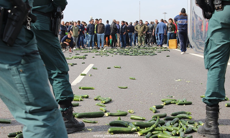 Agricultores almerienses cortan la autovía del Mediterráneo, A-7, en El Ejido, Almería. /joseantonioarcos.es
