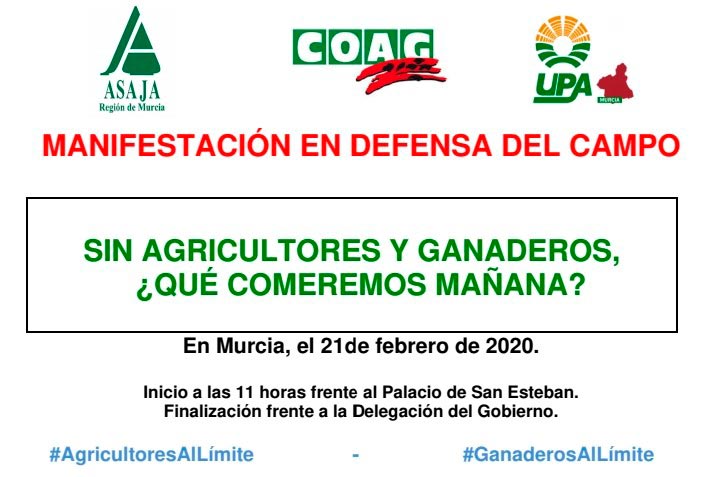Manifestación de agricultores y ganaderos en Murcia. /joseantonioarcos.es