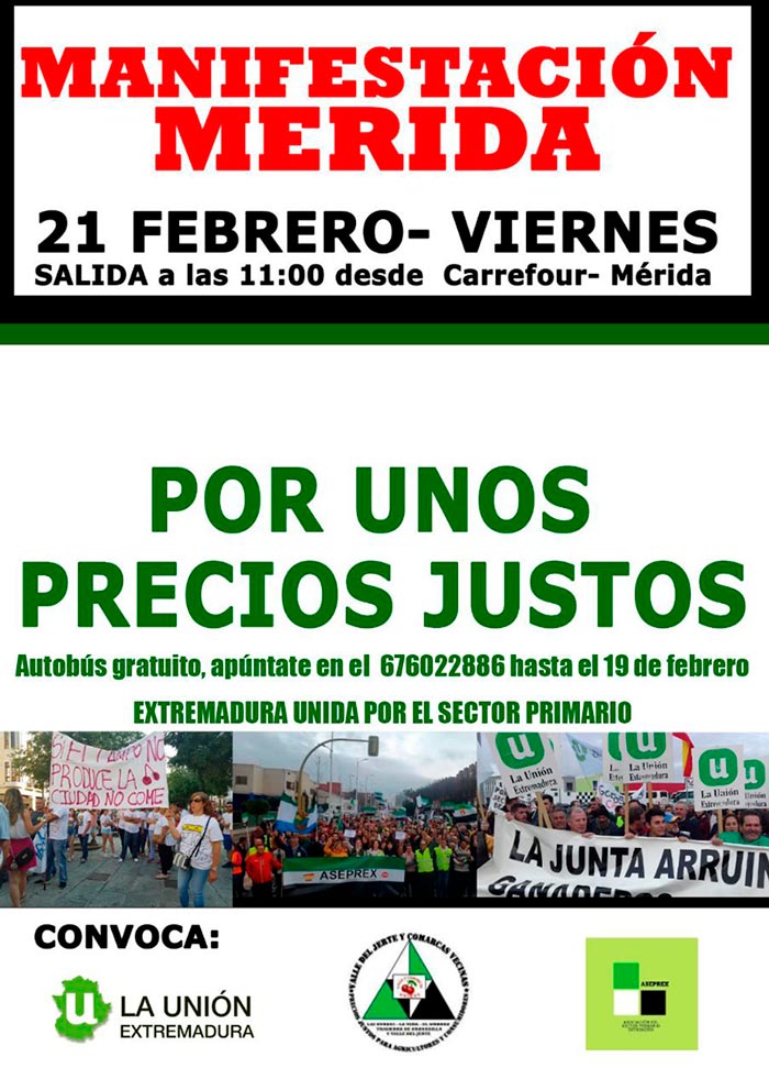 Manifestación de agricultores y ganaderos en Mérida. /joseantonioarcos.es