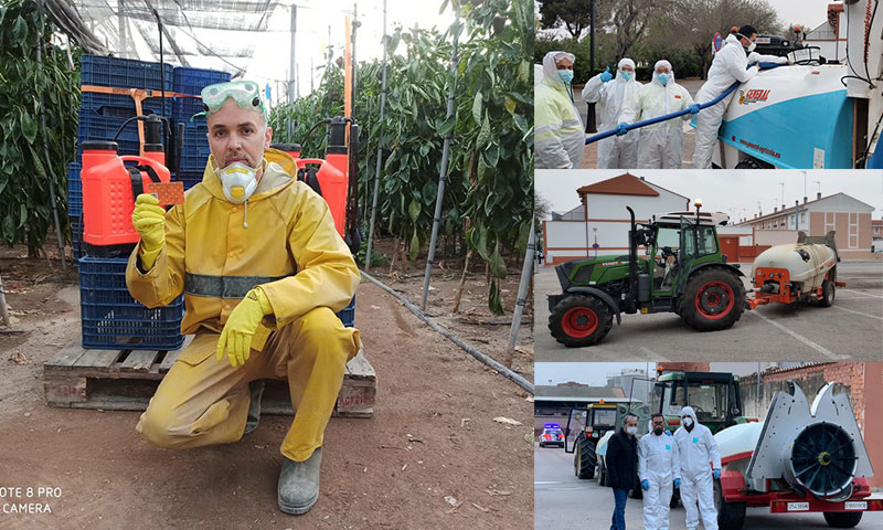 Los agricultores prestan sus equipos para desinfectar el país de coronavirus. COVID-19. /joseantonioarcos.es