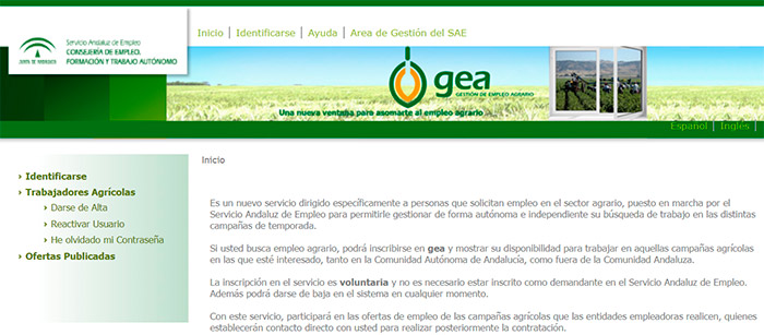 Portal GEA. Gestión de Empleo Agrario. /joseantonioarcos.es